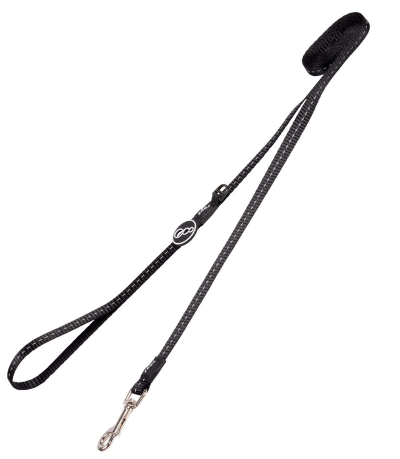 Rogz Reflective Dog Leash for Small Dogs, 3/8" wide, 6' long, Black - Image 1